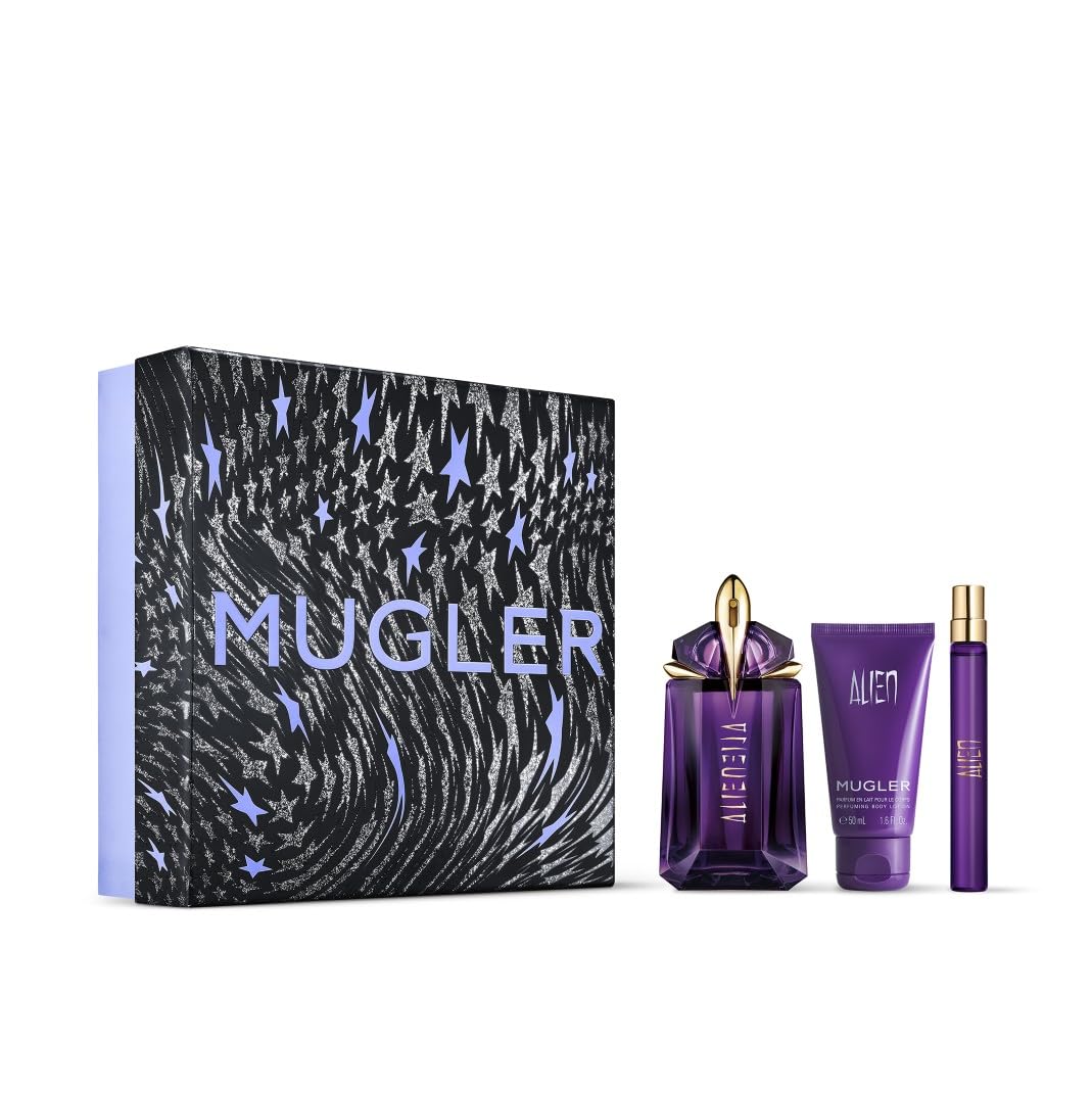 Mugler Alien Eau de Parfum for Women, Ambery Woody Floral Fragrance, featuring Jasmine Sambac, Cashmeran Wood, White Amber, Powerful, Sensual, Radiant Scent, Long-Lasting